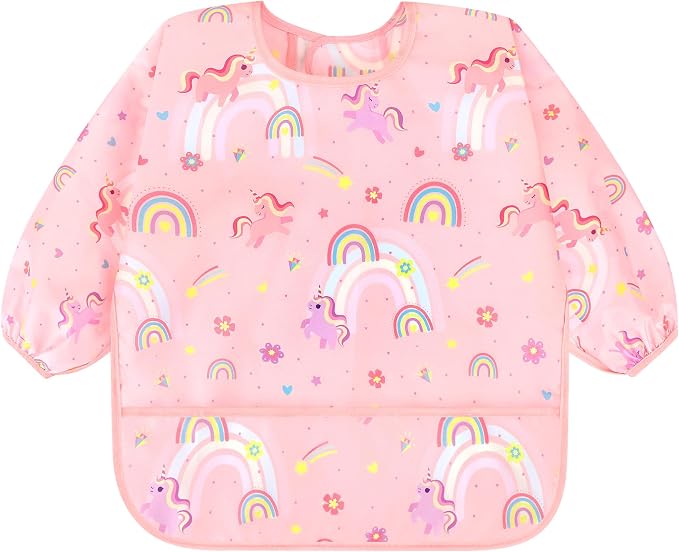 Accmor 4 Pack Long Sleeve Bibs, Baby Smock Waterproof Full Sleeved Bib - Image 2