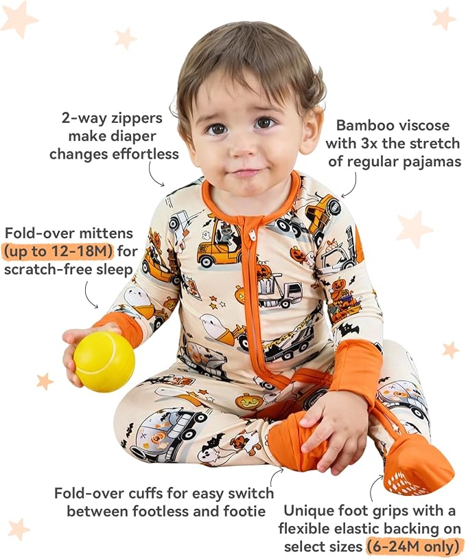babee Reshinee Bamboo Viscose Baby Footie Pajama, Zipper Sleeper Boys Girls | - Image 3