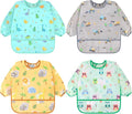 Accmor 4 Pack Long Sleeve Bibs, Baby Smock Waterproof Full Sleeved Bib by Accmor