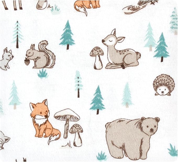 Hudson Baby Unisex Baby Cotton Flannel Receiving Blankets, Neutral Woodland Pals - Image 3