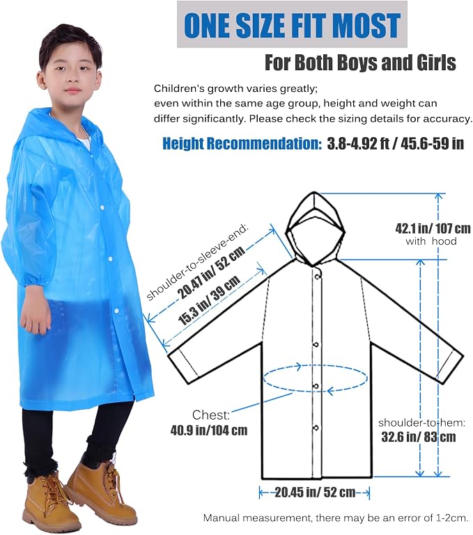 Kids Rain Jacket, 2 Pack Rain Ponchos - Image 2