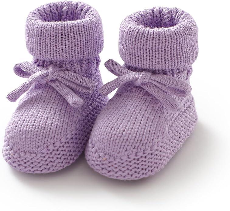 Hadetoto Newborn Baby Booties Cotton Knit Shoes | Soft, First Walkers, by Hadetoto