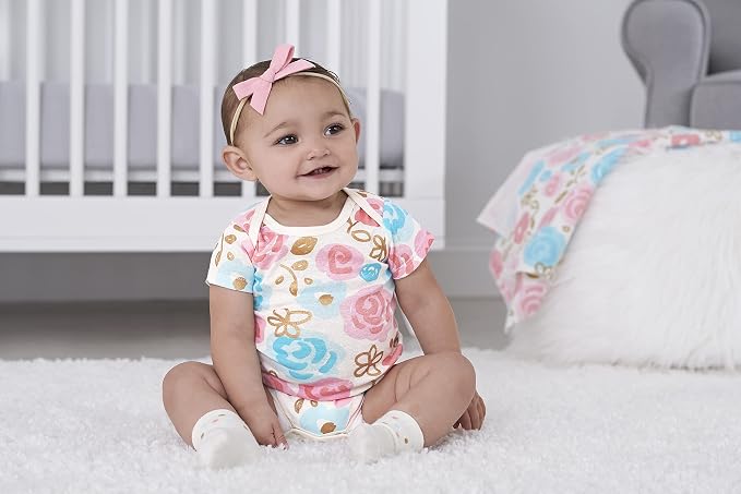 Gerber Baby Girls 4-Pack Short Sleeve Onesies Bodysuits - Image 5