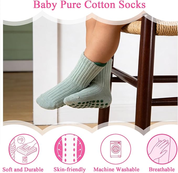 8 Pairs Baby Toddler Socks Non-Slip Grip Socks - Image 7