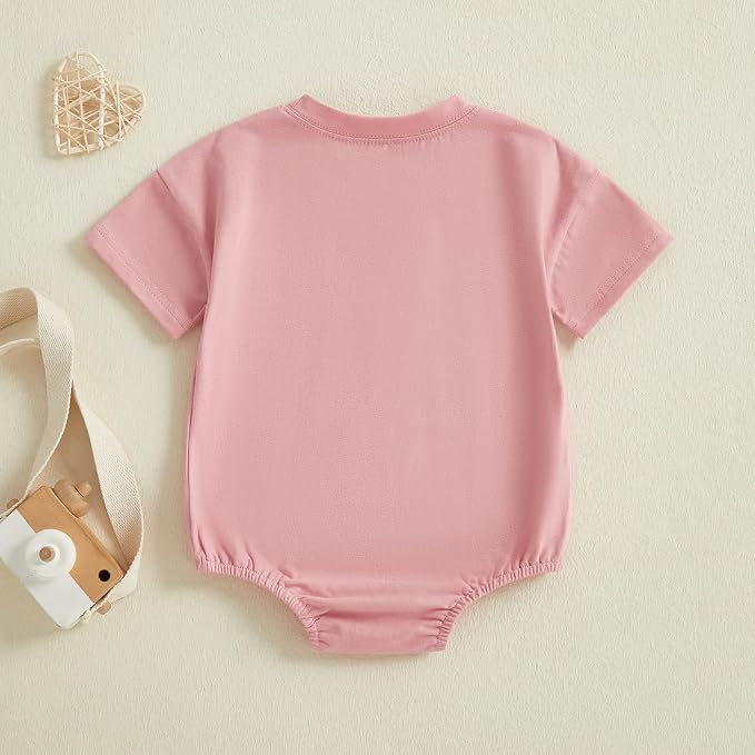 Baby Boy Girl Bubble Romper Infant Plain Oversize T-shirt Bodysuit - Image 3