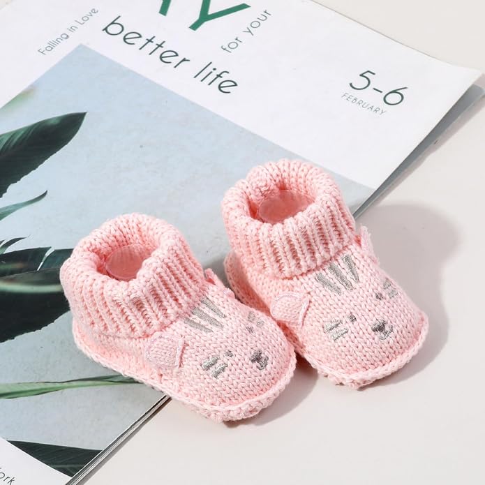 Newborn Baby Boy Girl Knit Booties Soft Sole Non-Slip First Walking Shoes | - Image 5