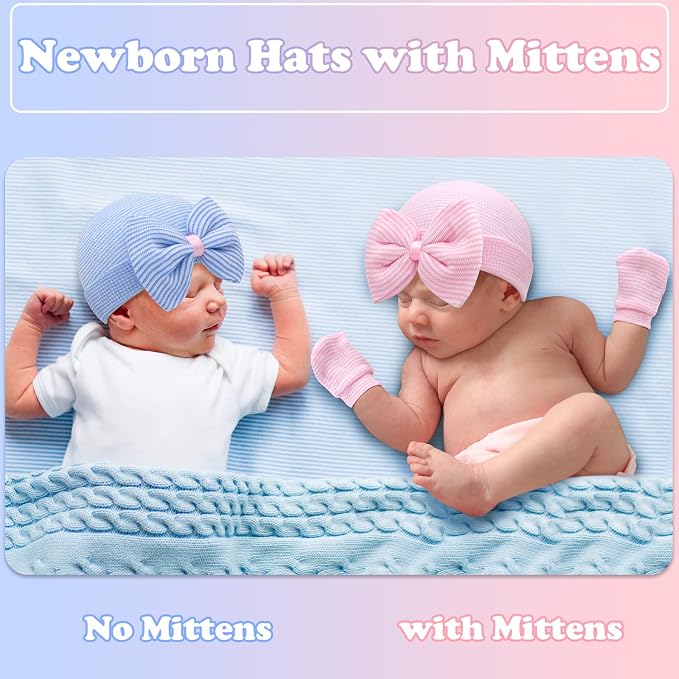 Sarfel Newborn Hats for Girls Hospital Hat Baby Girl Bows and Headbands Infant - Image 3