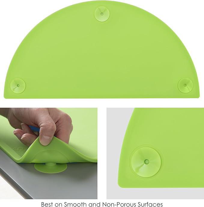 GASARÉ, Extra Large 20 x 11 Inches, Silicone Placemats for Dining Table, Suction Cups, Raised Edges, Non-Slip, Food Grade, BPA Free, Dishwasher Safe, Green