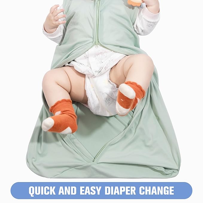 Baby Sleep Sack 12-18 Months Baby Wearable Blanket 100% Rayon Cotton 2-Way Zipper Toddler Sleeping Sack，Comfy Soft Lightweight TOG 0.3
