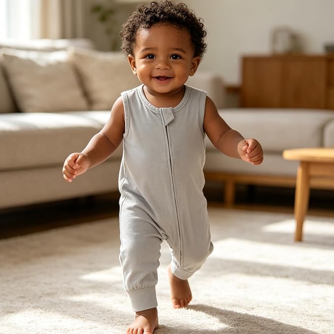 Aablexema Baby Rayon of Bamboo Sleeveless Footless Zipper Romper 0-24M | 2pcs - Image 5