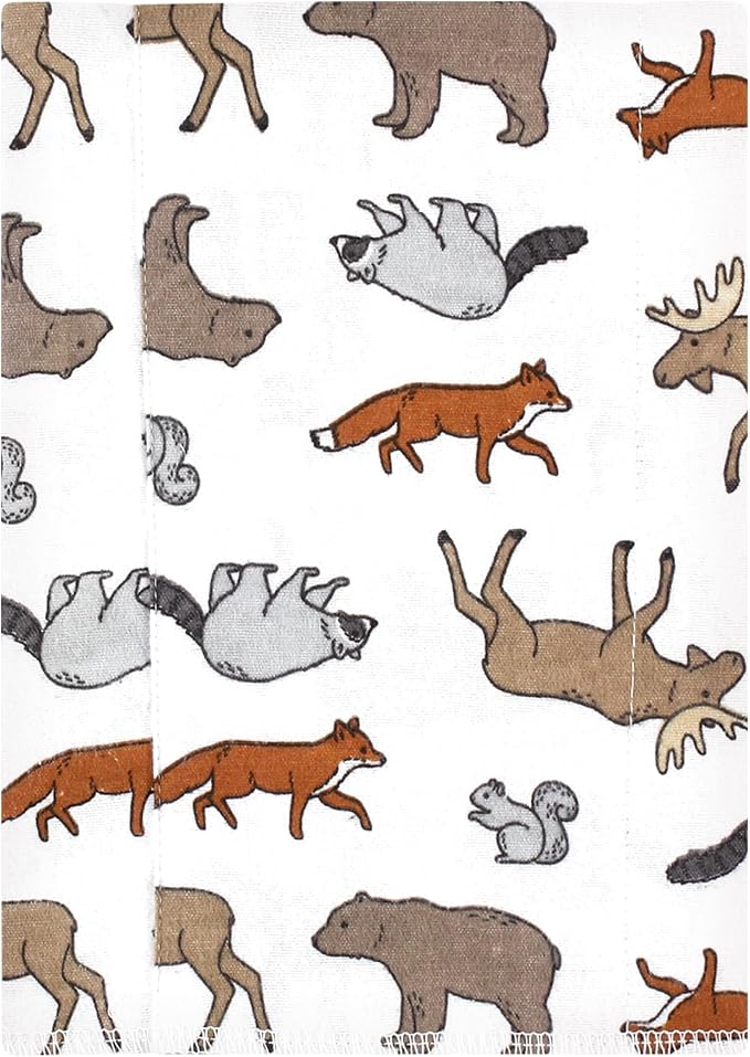 Luvable Friends Hudson Baby Flannel Burp Cloths 7pk, Woodland Animal Adventure - Image 2