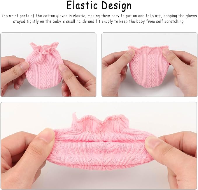 BQUBO Baby Turban Hats and Mittens Set Newborn Infant Hospital Hats Caps - Image 7