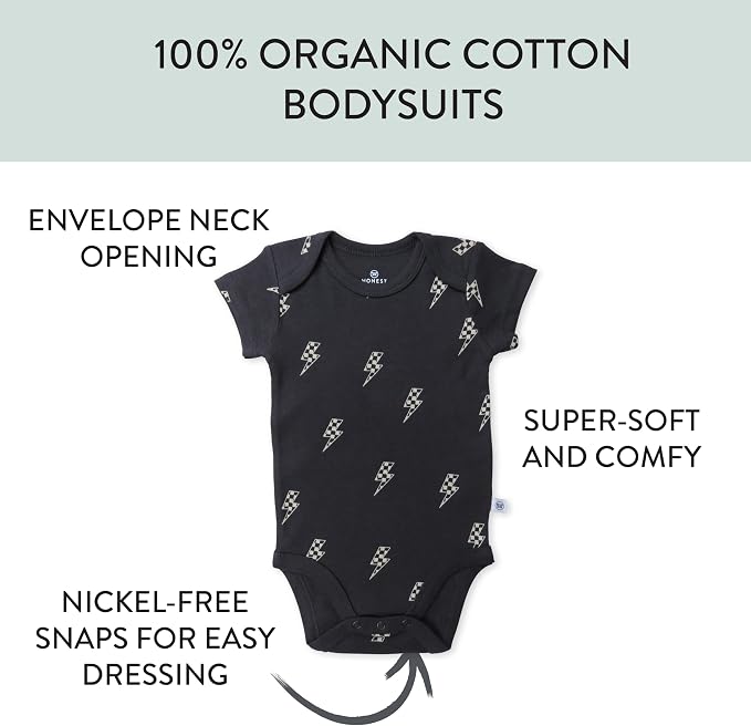 HonestBaby 5-pack Short Sleeve Bodysuits One-piece 100% Organic Cotton - Image 2