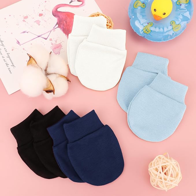 AQOKKA Newborn Baby Mittens No Scratch Cotton Elastic Wrist Gloves Infant - Image 3