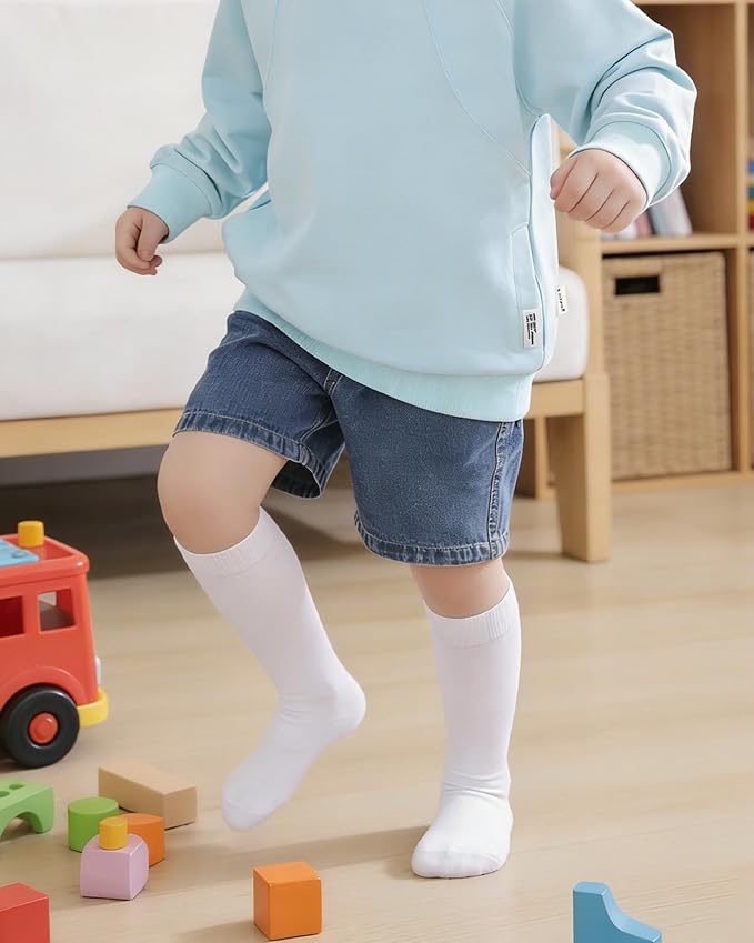 Baby Knee High Socks Toddler Seamless Cotton Non Slip Long Socks 3/5 Pairs - Image 4