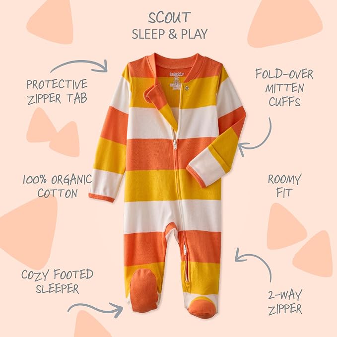 Butterblu Scout Sleep & Play 100% Organic Cotton Footed Zip Front PJs | GOTS - Image 2