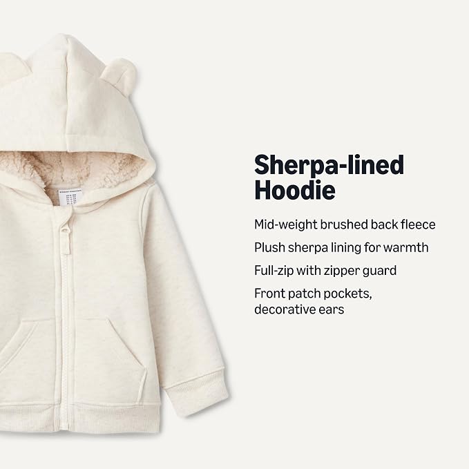 Amazon Essentials unisex-baby Sherpa Lined Full Zipper Hoodie - Image 2