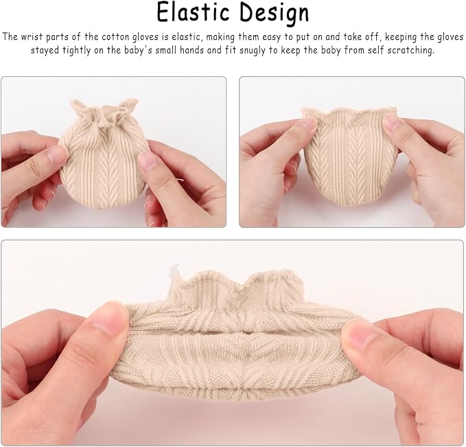 Newborn Baby Hats and Mittens Set Infant Bow Beanie Cap Toddler Gloves Newborn - Image 2