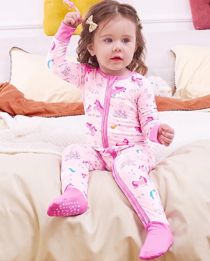 babee Reshinee Viscose Derived from Bamboo Baby Footie Pajamas Convertible - Image 9