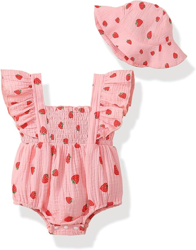 Baby Girl Floral Smocked Romper Outfit by Megeoly