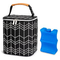 BreastMilk Cooler Bag with Ice Pack Fits 4 Baby Bottles Up to 9 Ounce, Baby Bottle Bag Fits for Nursing Mom Daycare, Black