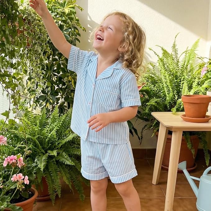 Kuriozud Toddler Baby Girl Pajamas Set Summer Floral Short Sleeve Button Down - Image 3