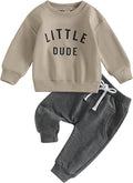 Toddler Baby Boy Clothes Solid Color Long Sleeve Crewneck Sweatshirt Top Casual Pants Set 2Pcs Fall Winter Outfits