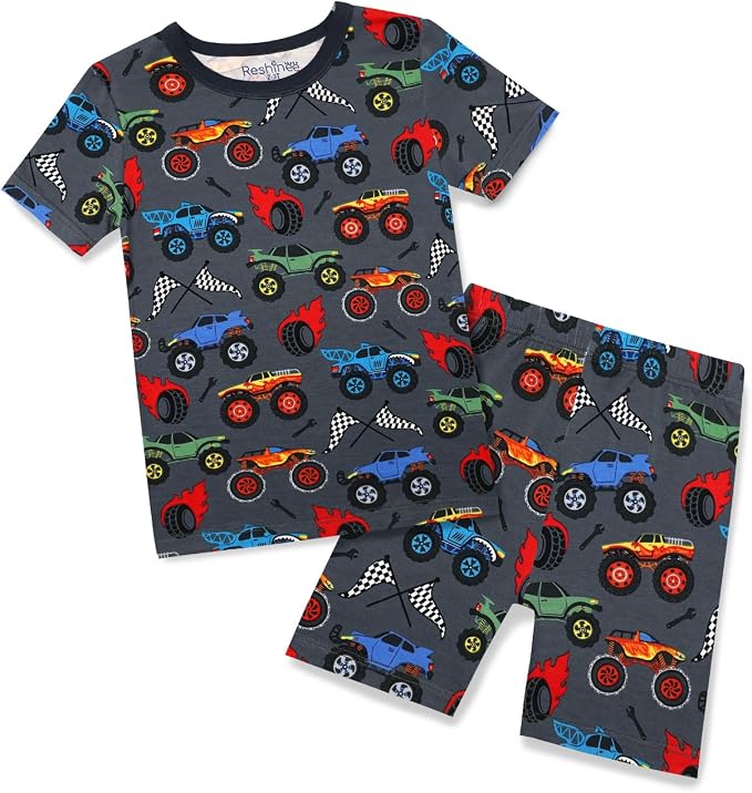 babee Reshinee Bamboo Viscose Toddler Boys Pajamas Set, Short Sleeve Kids by babeeReshinee