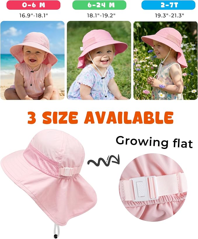 Toddler Baby Sun Hat Kids Summer Beach Essentials Adjustable Beach Hats - Image 5
