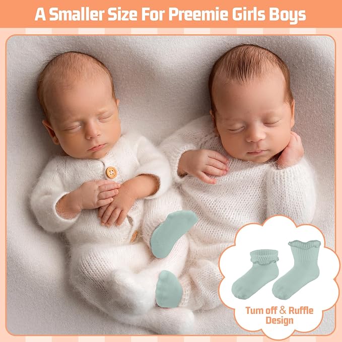 Toulite 12 Pair Preemie Newborn Baby Socks - Image 5
