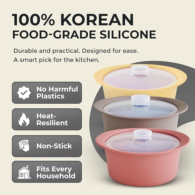 20oz Platinum Silicone Microwave Steamer Pot with Handle & Lid - Korean 100% Food-Grade Steamer Bowl, Heat-Resistant Cooker with Steam Holes, Easy Clean, Dishwasher Safe, Dry Rose