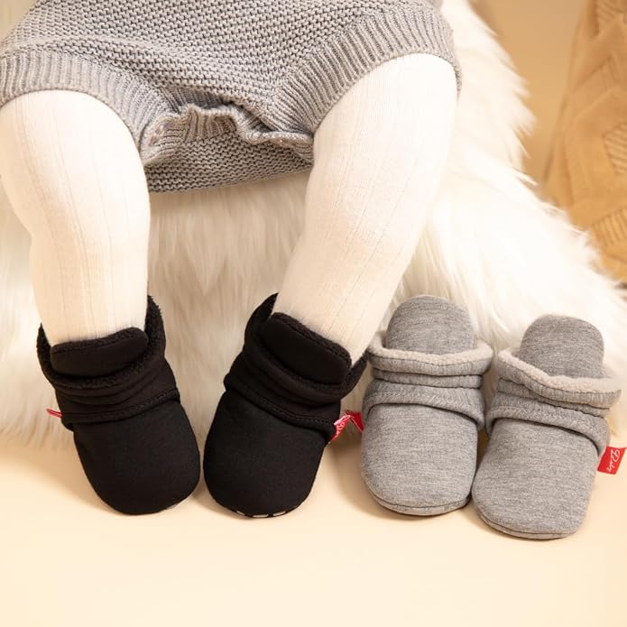 Babelvit Newborn Baby Boy Girl Soft Fleece Booties Stay On Infant Slippers - Image 2