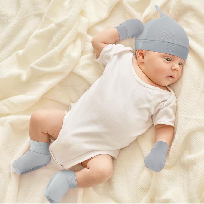 Toulite 10 Set Newborn Baby Socks Hat and Mittens Soft Ankle Sock Newborn - Image 5