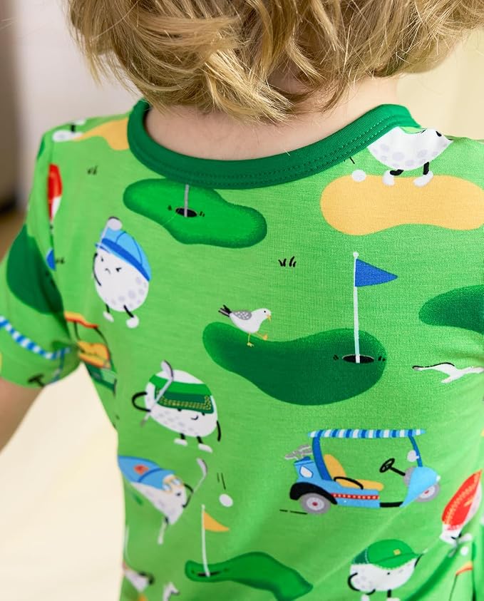 babee Reshinee Bamboo Viscose Toddler Boys Pajamas Set, Short Sleeve Kids - Image 5