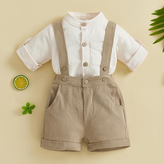 PUHHAPIEY Baby Boy Gentleman Wedding Outfit Dress Romper Suspender Pants | 0 3 - Image 4