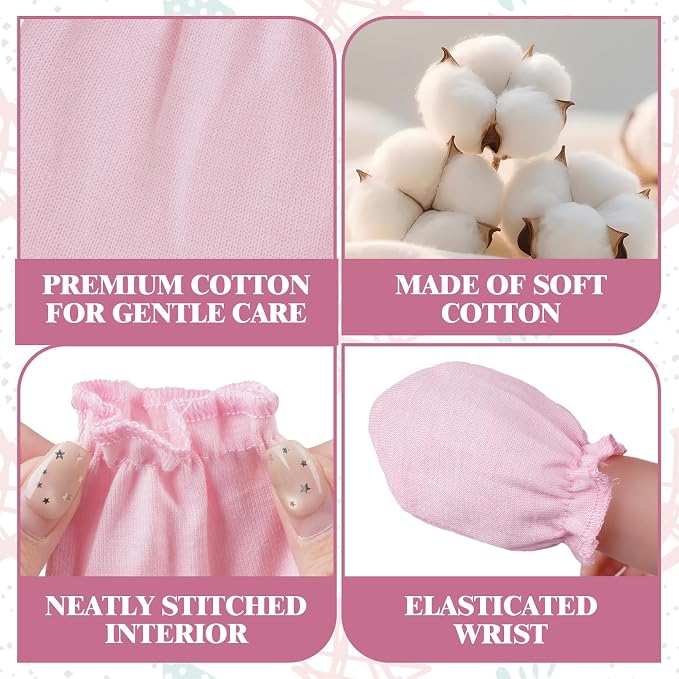 4Pack Newborn Baby Hats and Mittens Set Cotton Bow Infant Caps Gloves Warm Knit - Image 4