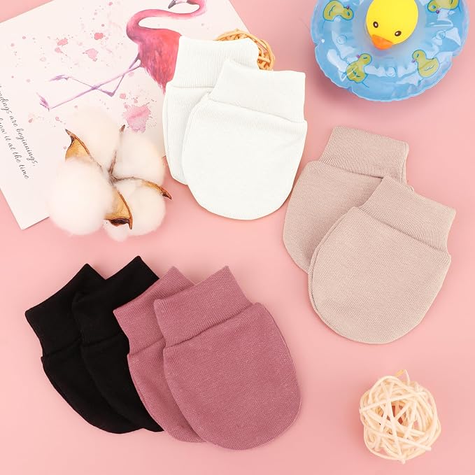 AQOKKA Newborn Baby Mittens No Scratch Cotton Elastic Wrist Gloves Infant - Image 6