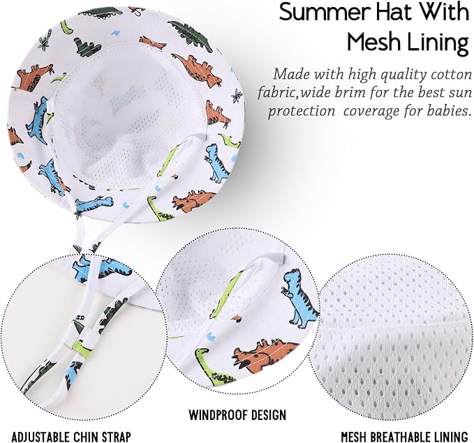 JANGANNSA Cotton Baby Sun Hat Infant Toddler Boys Girls Bucket Hats Summer Sun - Image 5