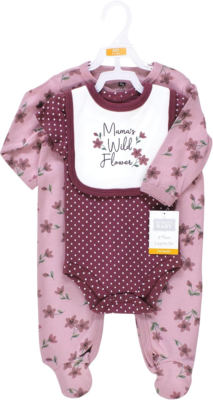 Hudson Baby Unisex Cotton Sleep and Play, Bodysuit and Bandana Bib Set - Image 2