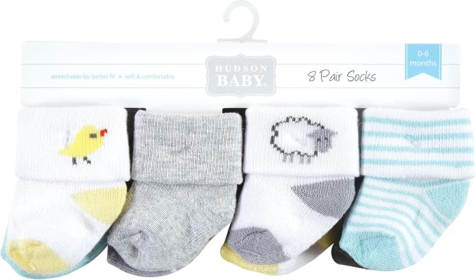 Hudson Baby Baby 8-pack Cotton Rich Newborn and Terry Socks - Image 2