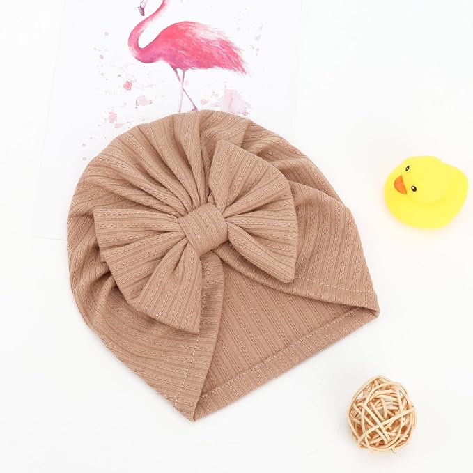 DRESHOW BQUBO 5 Pieces Newborn Baby Turban Hats Bow Baby Infant Beanie - Image 7