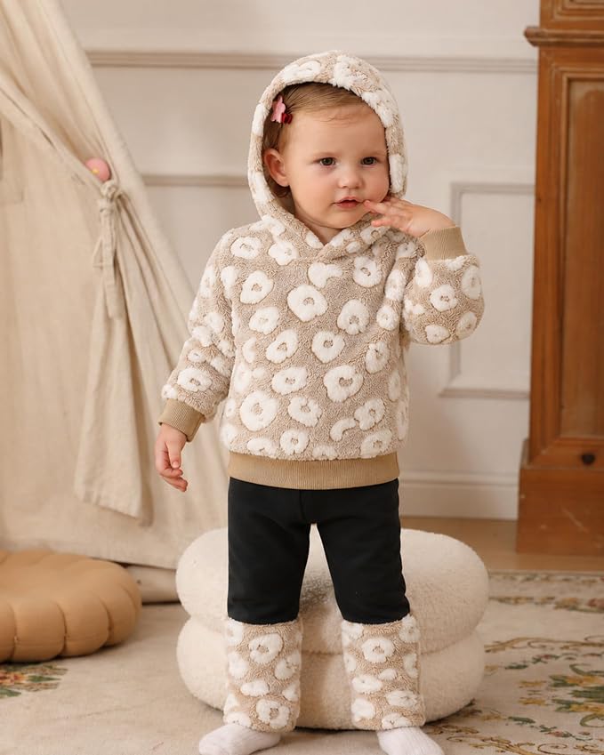 Jecson Toddler Girl Clothes Baby Girl Fleece Hoodie Outfits Thick Thermal - Image 2