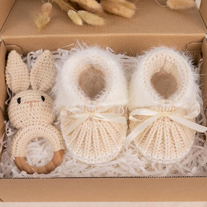 Meckior Baby Booties Newborn First Walkers Cozy Shoes Warm Hand Crochet Knit - Image 5