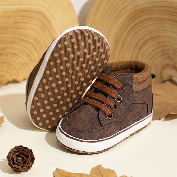 Meckior Toddler Baby Boys Girls High Tops Ankle Sneakers Soft Anti-Slip Sole PU - Image 4