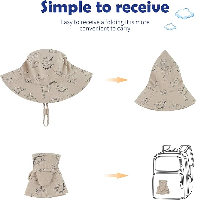 Durio UPF 50+ Baby Sun Hat Wide Brim Toddler Bucket Hats - Image 5