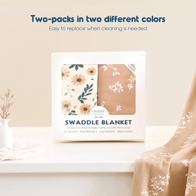 2-Pack Ultra Soft Stretchy Jersey Knit Baby Swaddle Blankets, 33x44 | Snug - Image 6