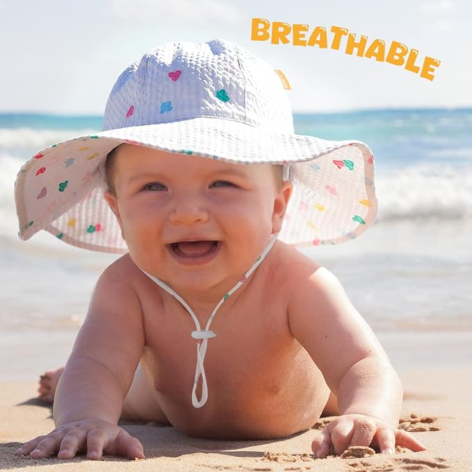HONGTEYA Baby Sun Hat Wide Brim Adjustable Toddler Beach Bucket Hat | Soft - Image 2
