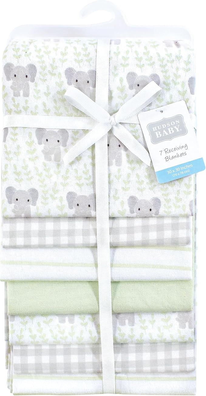 Hudson Baby Unisex Baby Cotton Flannel Receiving Blankets 7-Pack Bundle - Image 2