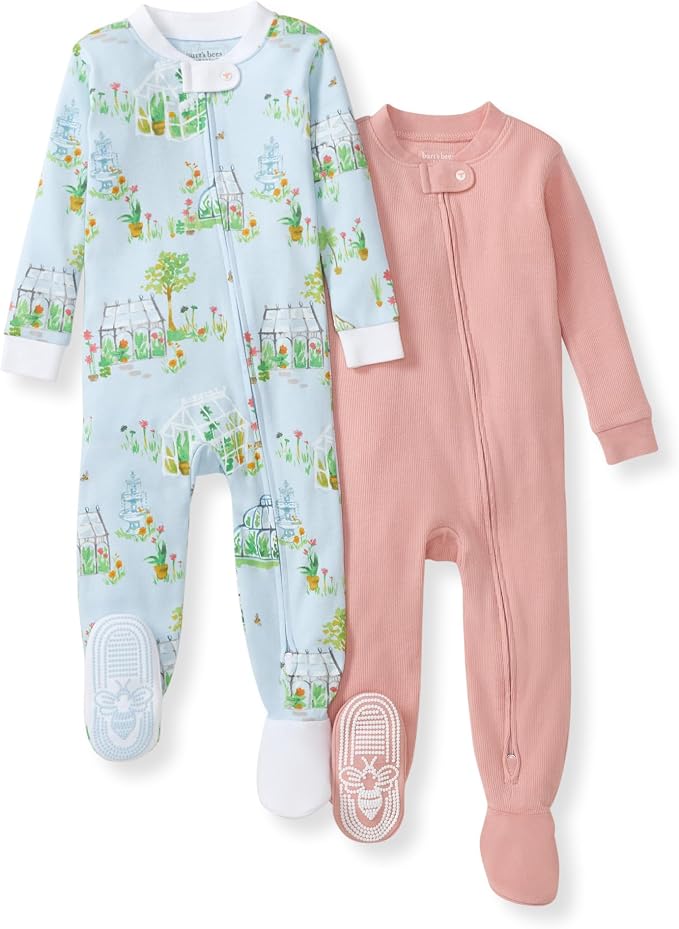 Burt's Bees Baby Girls Organic Cotton, Snug Fit Footed Sleeper Pajamas | by BurtsBeesBaby