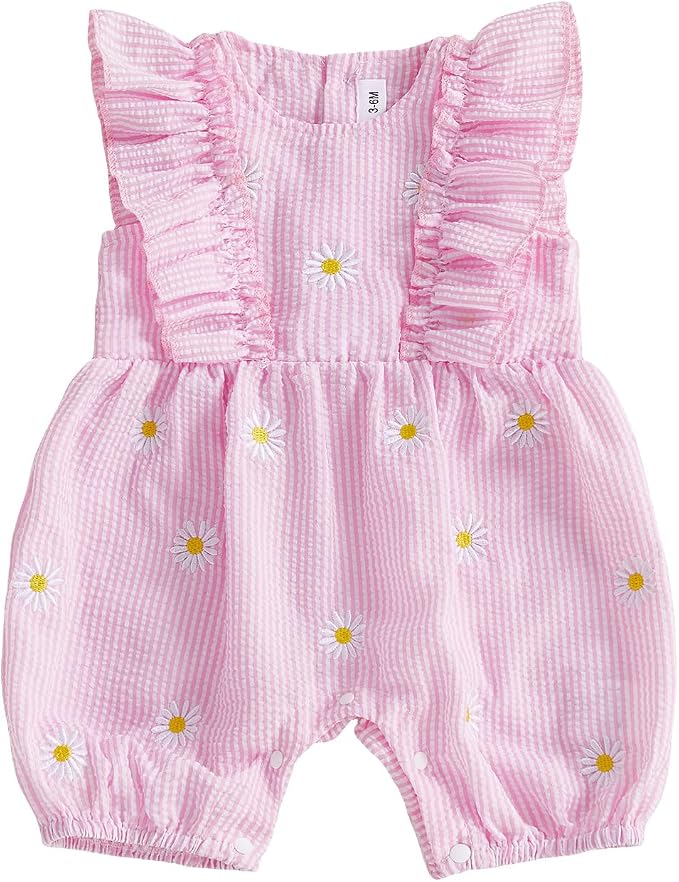 FOCUSNORM Newborn Baby Girl Summer Clothes Daisy Flying Sleeve Jumpsuit Romper by FOCUSNORM